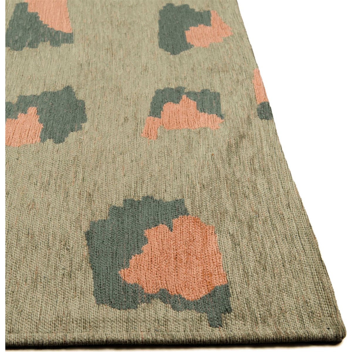 Tapis intérieur extérieur jacquard, LEO vert olive à motif léopard doux, RECOLLECTION
