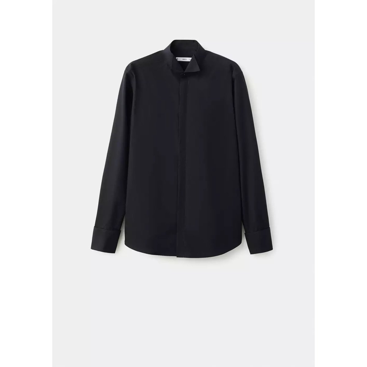 Chemise de costume à col smoking noir, MANGO MAN