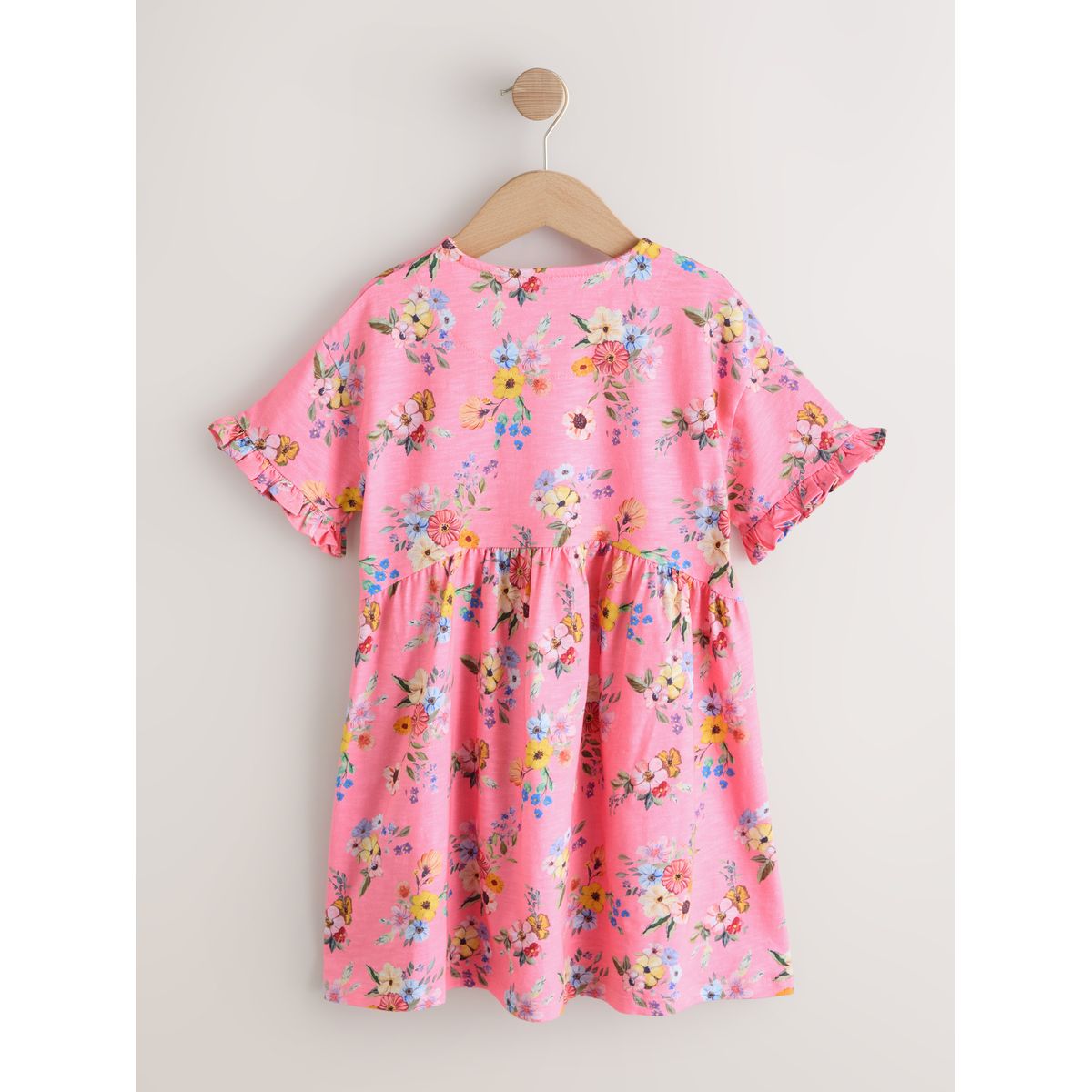 Robe en jersey à manches courtes rose motif fleurs, NEXT
