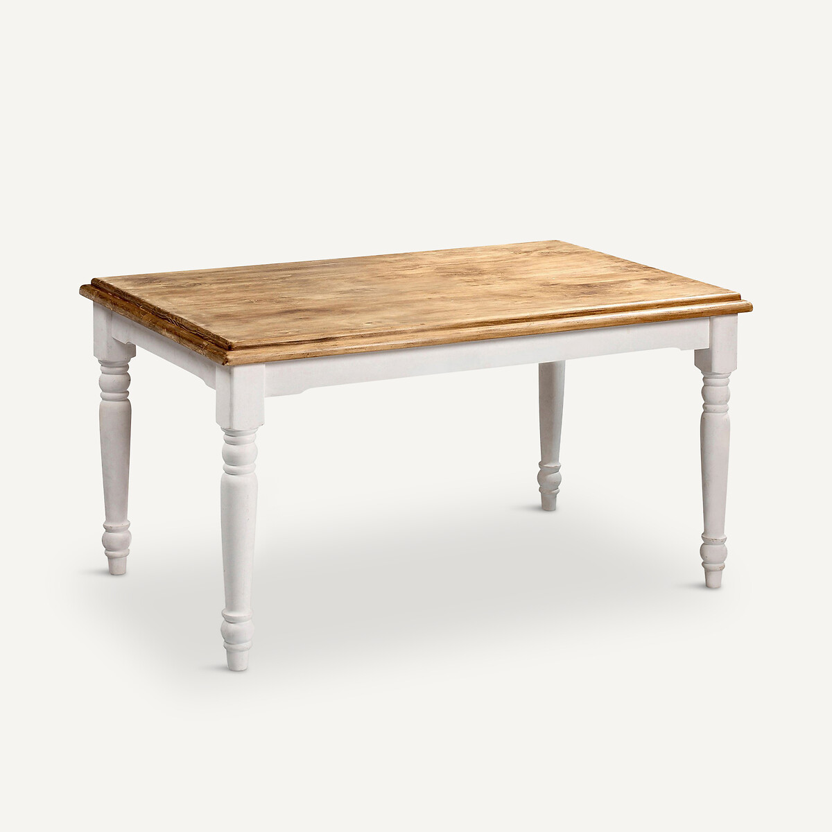 Table rectangulaire Germaine, pin massif pin massif blanc/cire, AM.PM