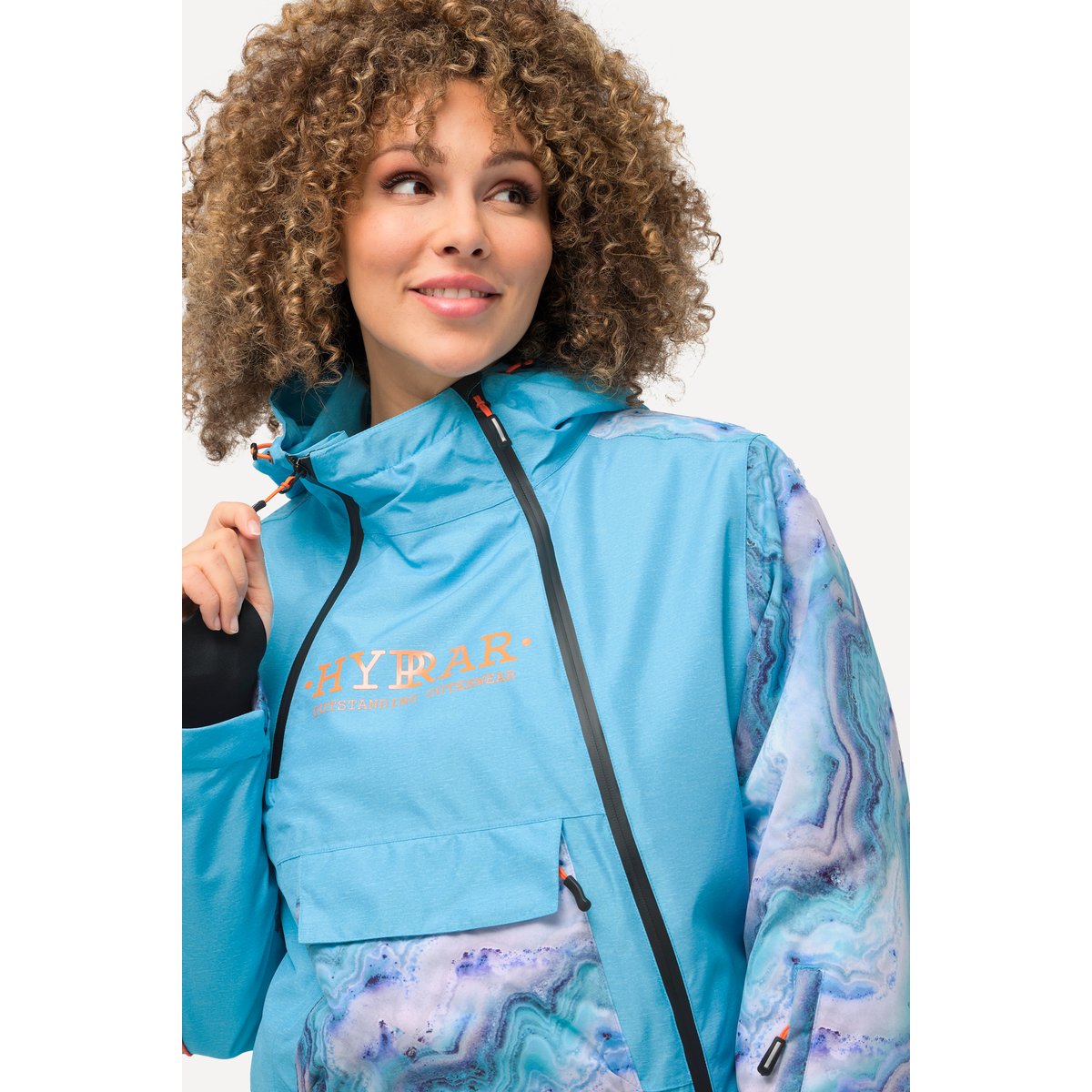 Veste à capuche technique, tissu imperméable bleu minéral, ULLA POPKEN