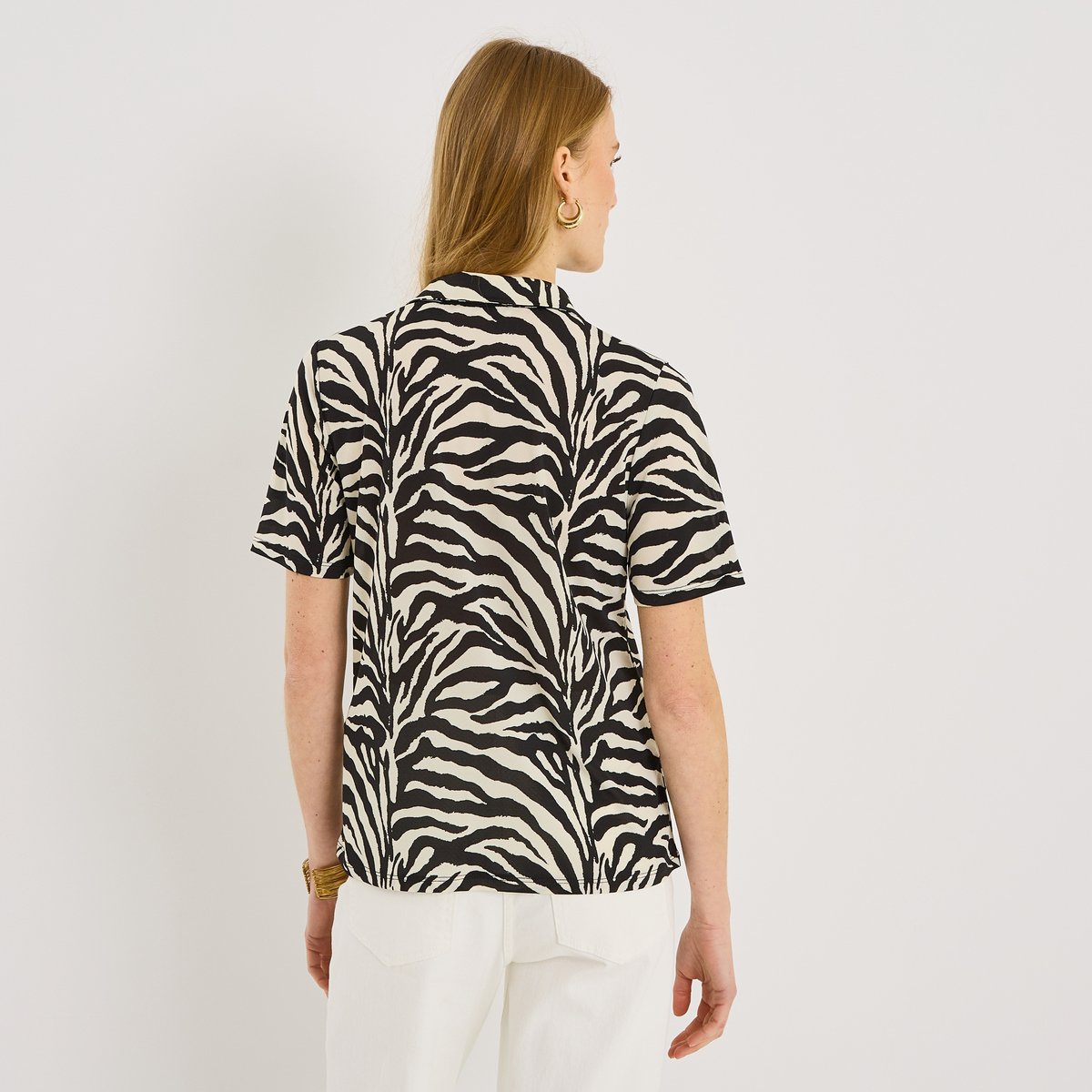Chemise imprimé zébré blanc cassé ecru, GRAIN DE MALICE
