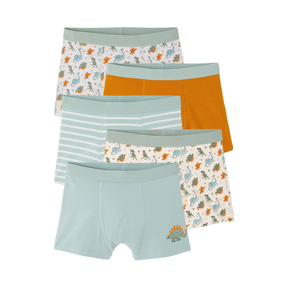Lot de 5 boxers vert d'eau, VERTBAUDET