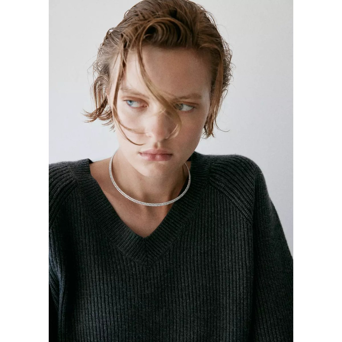 Collier avec détails brillants argent, MANGO