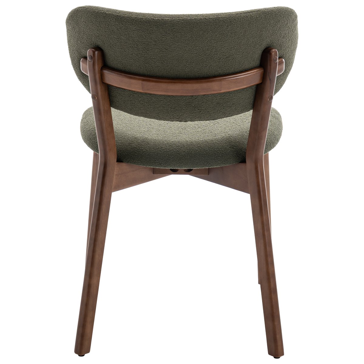 Lot de 2 chaises en bois et tissu boucle, AURA vert kaki, bois foncé, HAPPY GARDEN