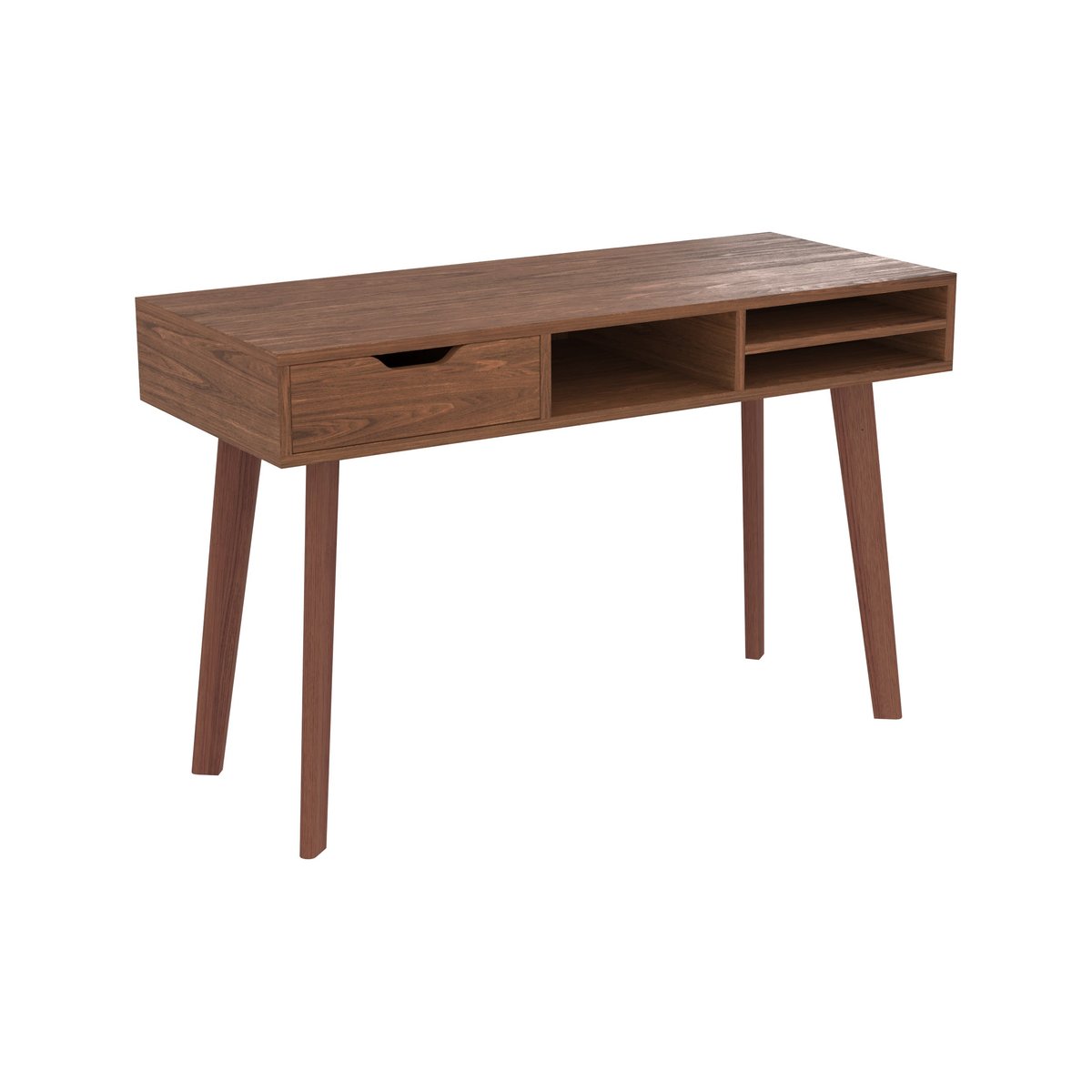 Bureau 1 tiroir et 3 niches en bois - MOKA bois foncé, MAISON PAVANE