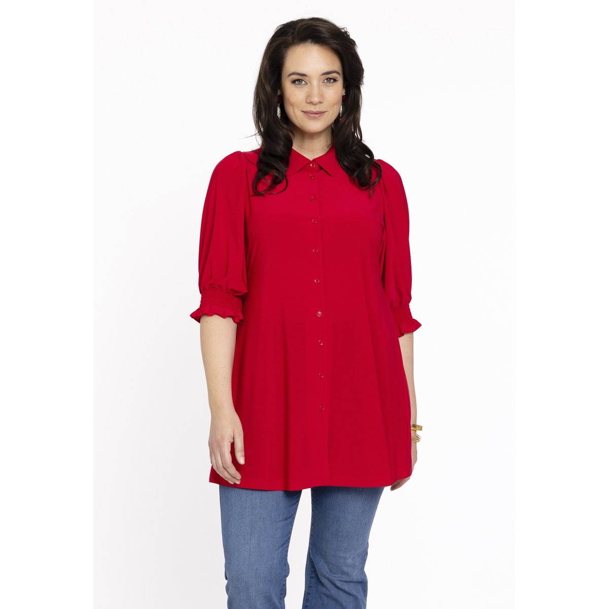 Chemise avec manches bouffantes rouge, YOEK
