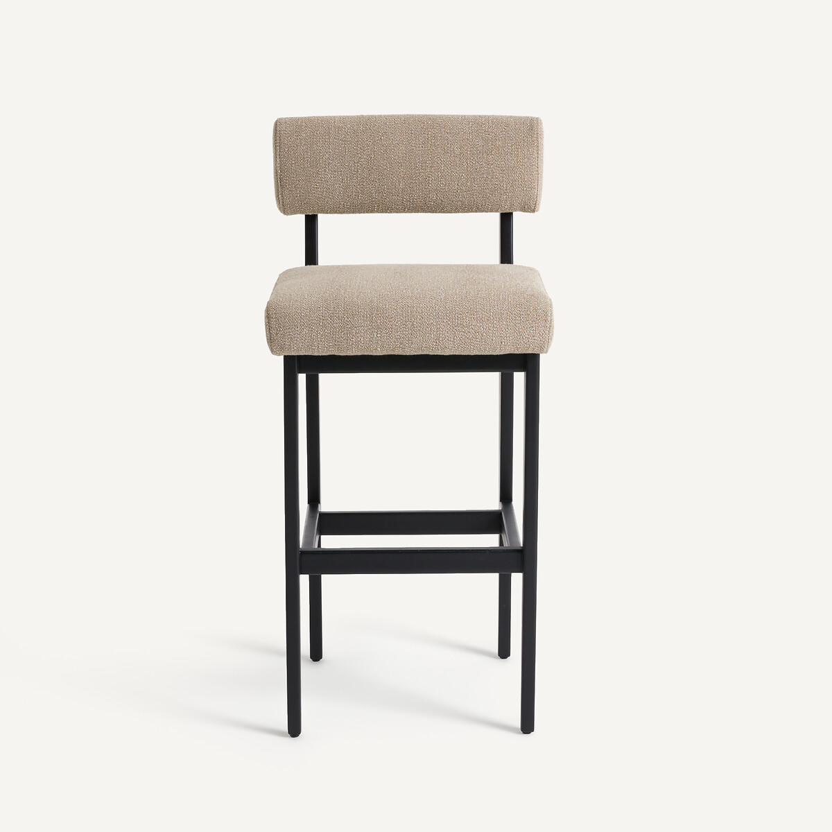 Chaise de bar en hêtre massif et tissu texturé, IZAG moka, AM.PM