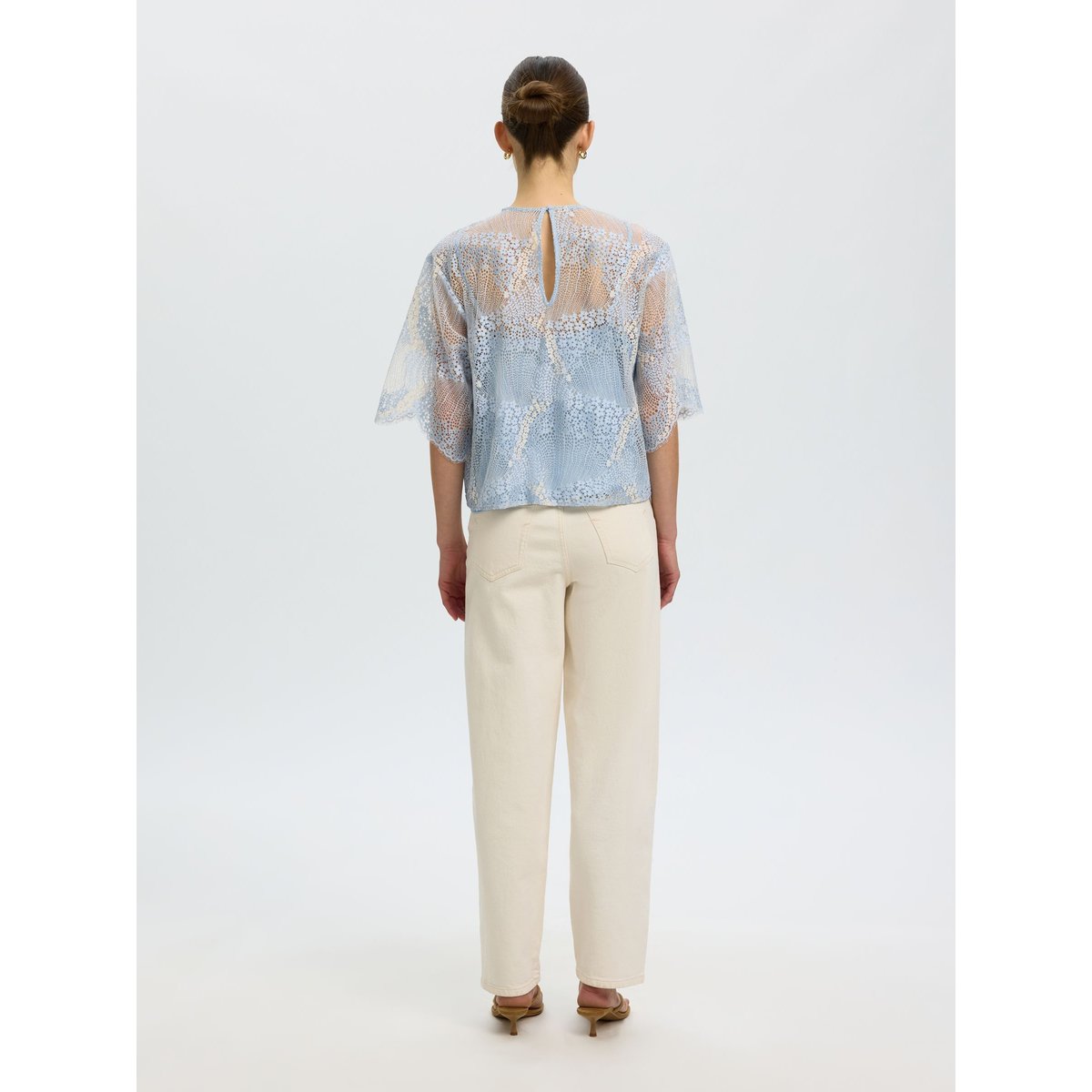 Top Raccourci cashmere blue, SELECTED