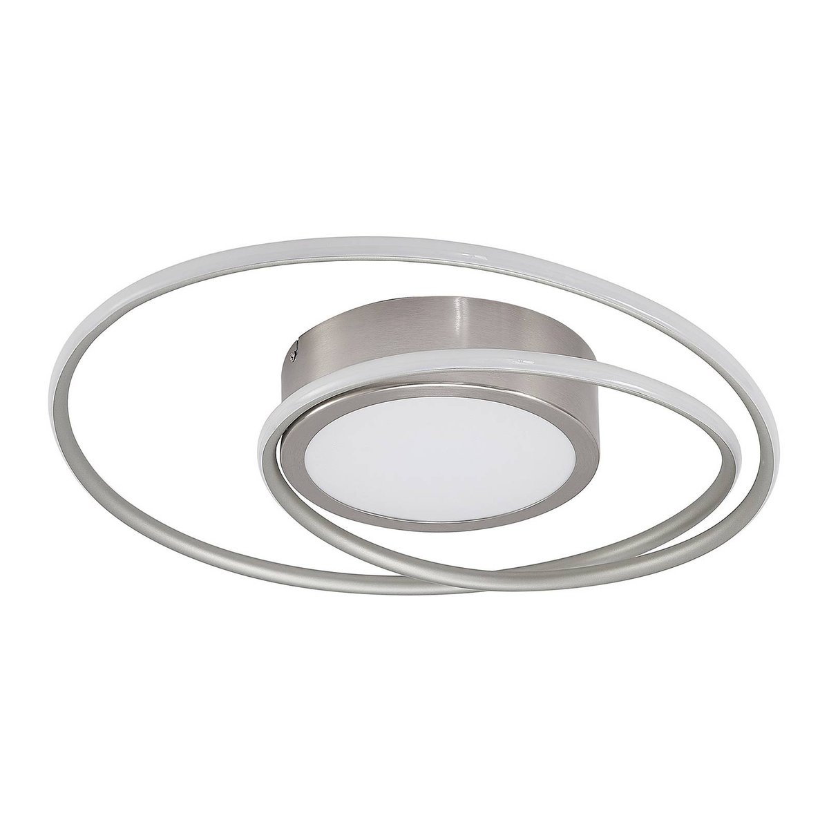 Plafonnier en aluminium moderneLED, Bovia aspect nickel satiné, LINDBY