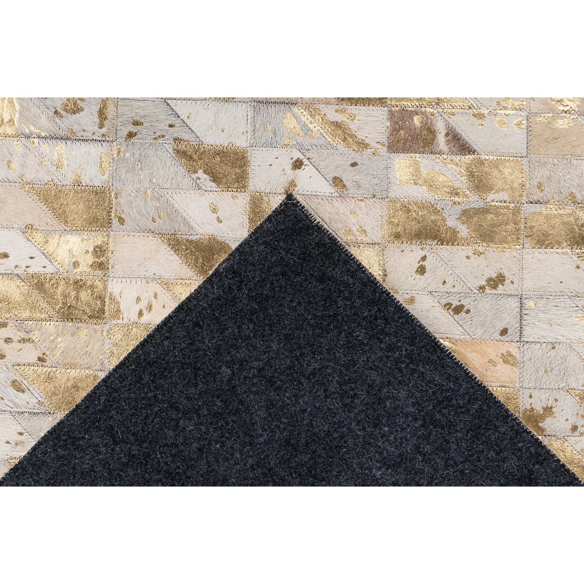 Tapis rectangulaire en cuir Lavin 725 doré / multicolore, RECOLLECTION