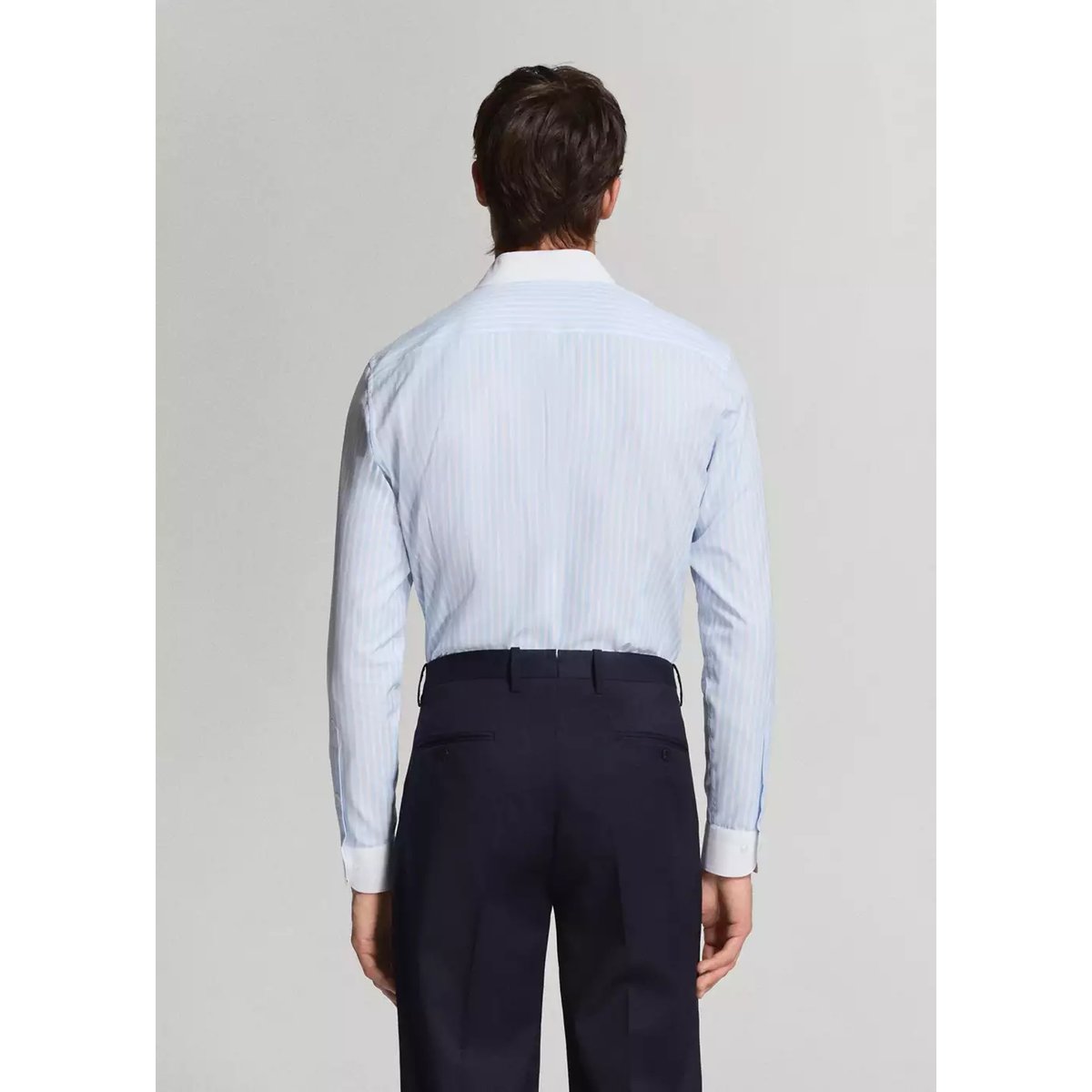 Chemise costume slim-fit 100 % coton à rayures bleu ciel, MANGO MAN