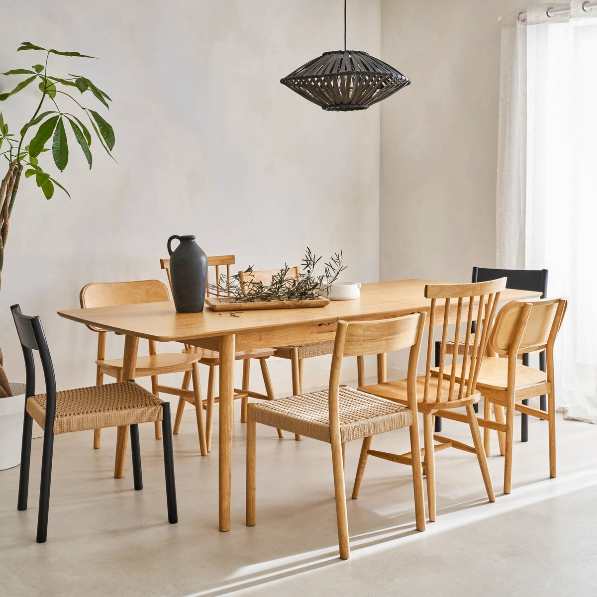 Table à manger extensible Lina 6 à 8 places naturel, SWEEEK
