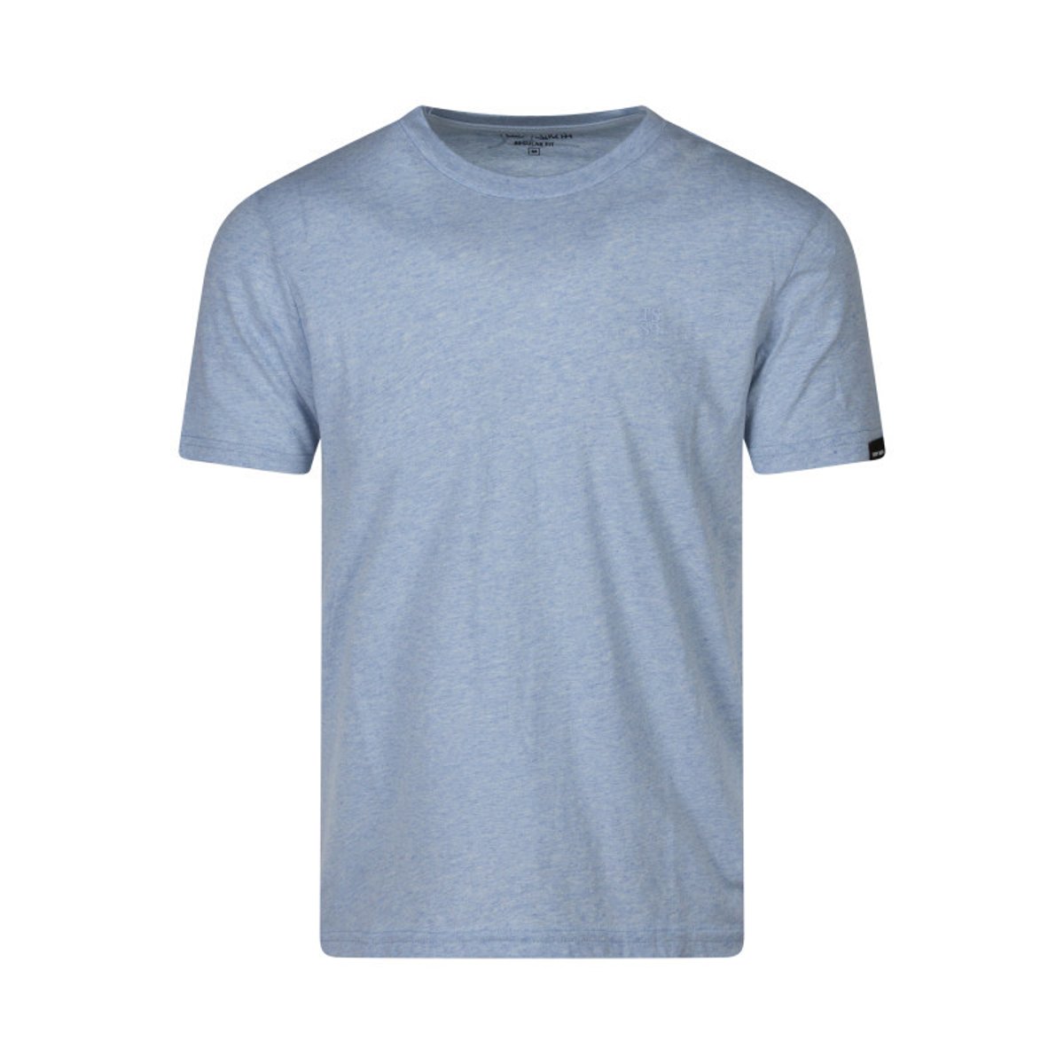 T-shirt bleu uni coupe droite avec un col rond et des manches courtes bleu, TEDDY SMITH