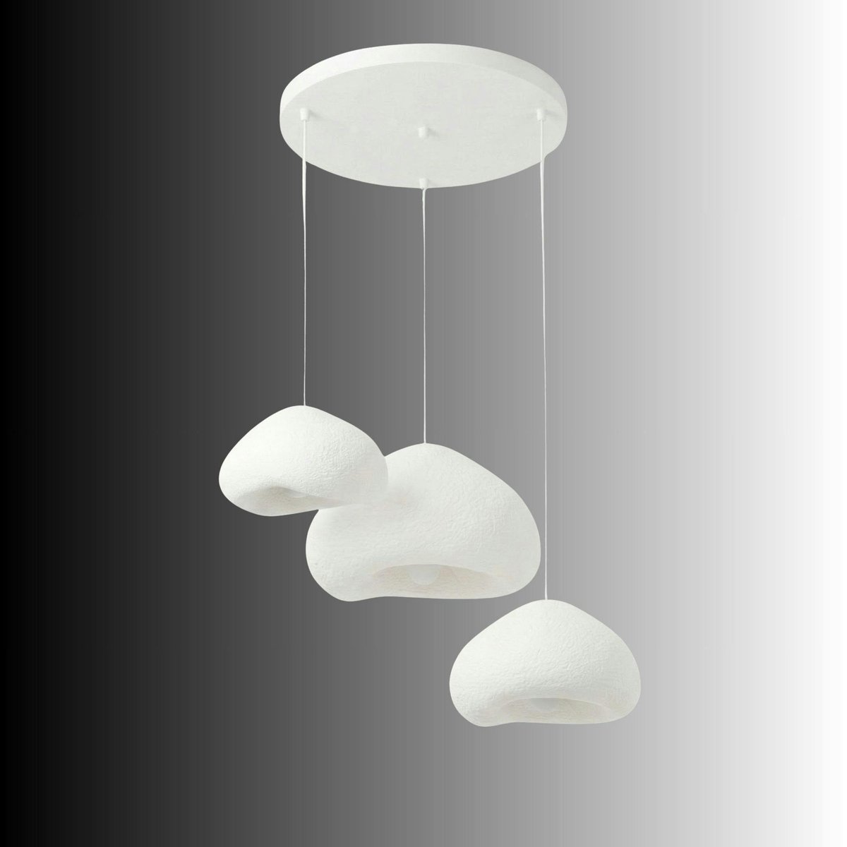 Suspension blanche design 3 abat-jour 82 cm NOXIS blanc, PIER IMPORT
