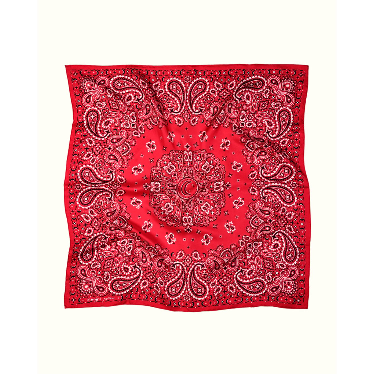 Foulard 100% pure soie bandana rouge, EMILY'S PILLOW