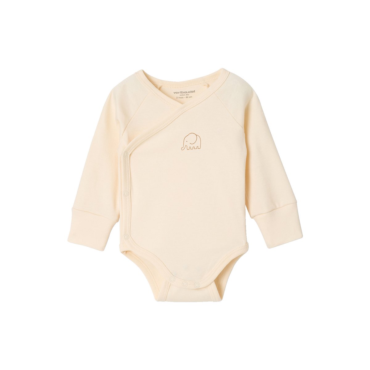 Lot de 5 bodies manches longues caramel, VERTBAUDET