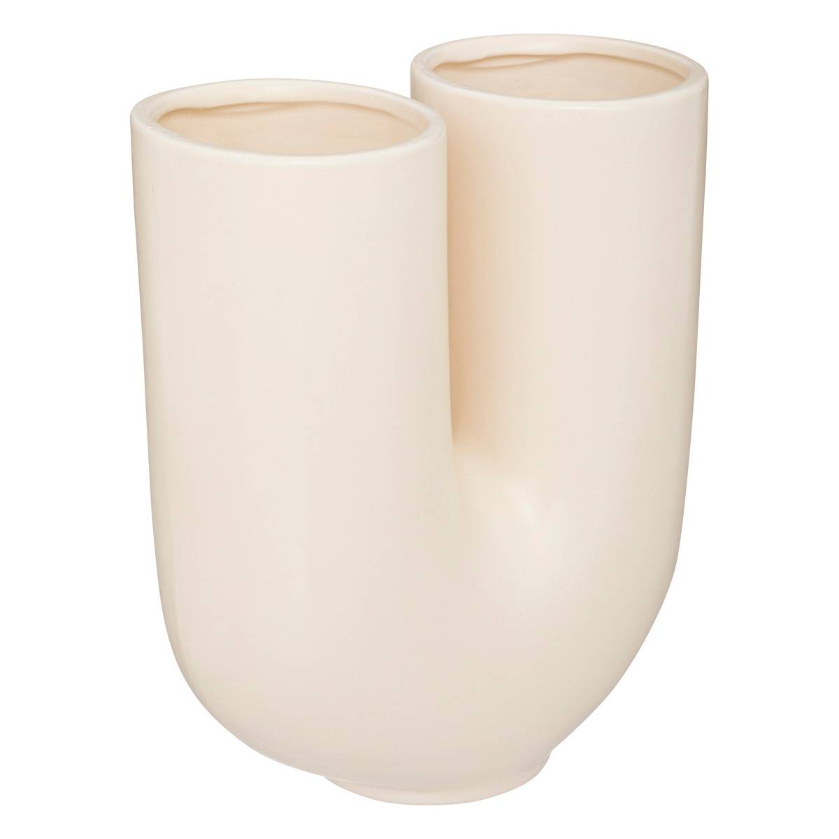Vase à double goulot en céramique RIVI blanc chaud, ATMOSPHERA