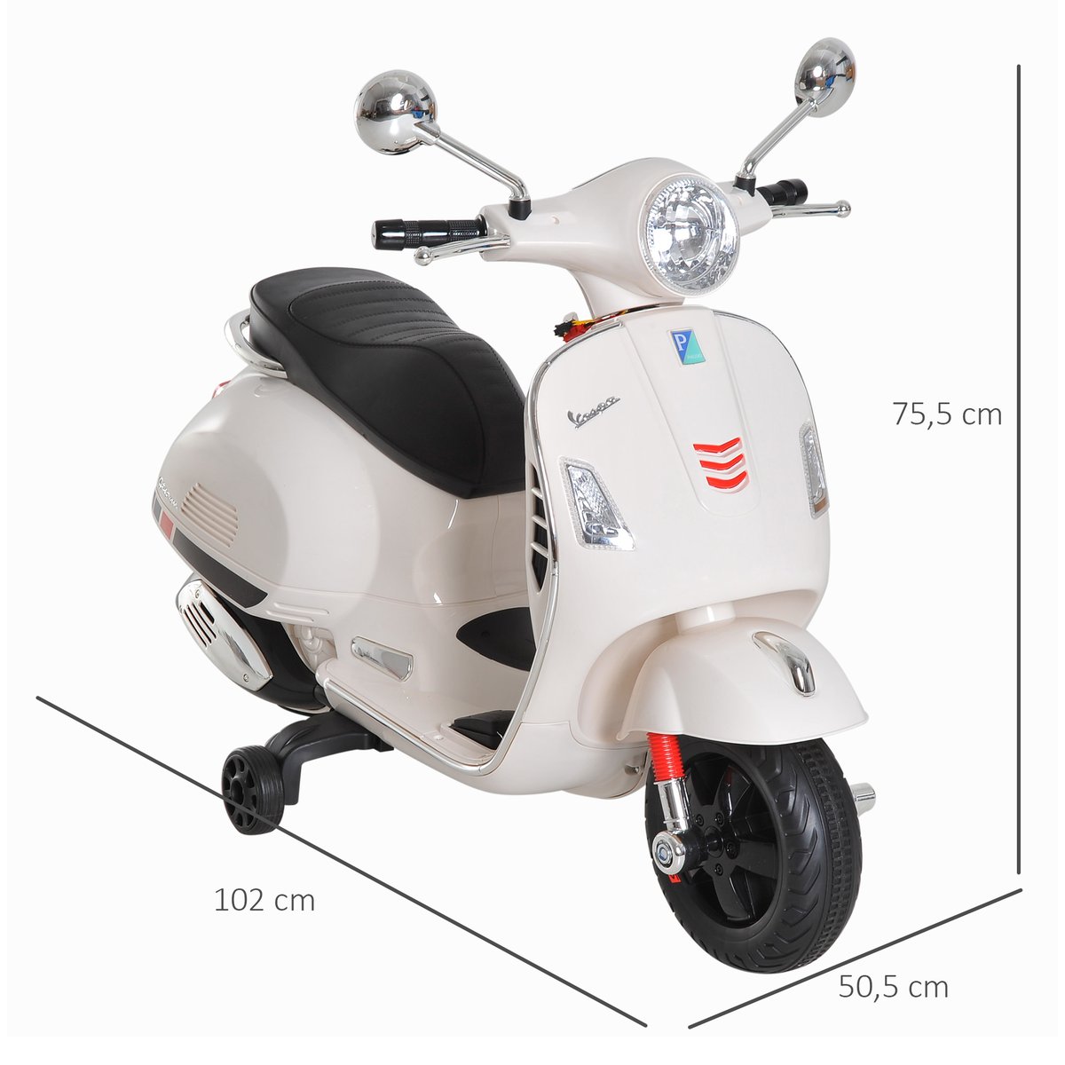 Moto électrique à conducteur assis Plastique blanc, HOMCOM