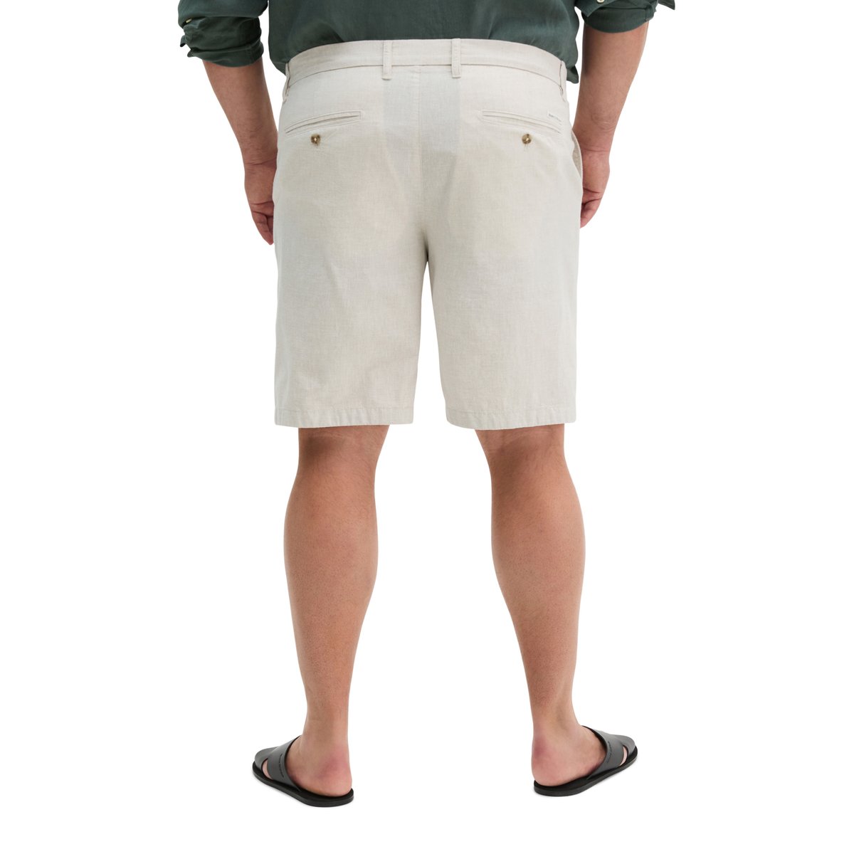 Short modèle Reso Jogger regular en mélange de coton et de lin bio beige, MARC O'POLO