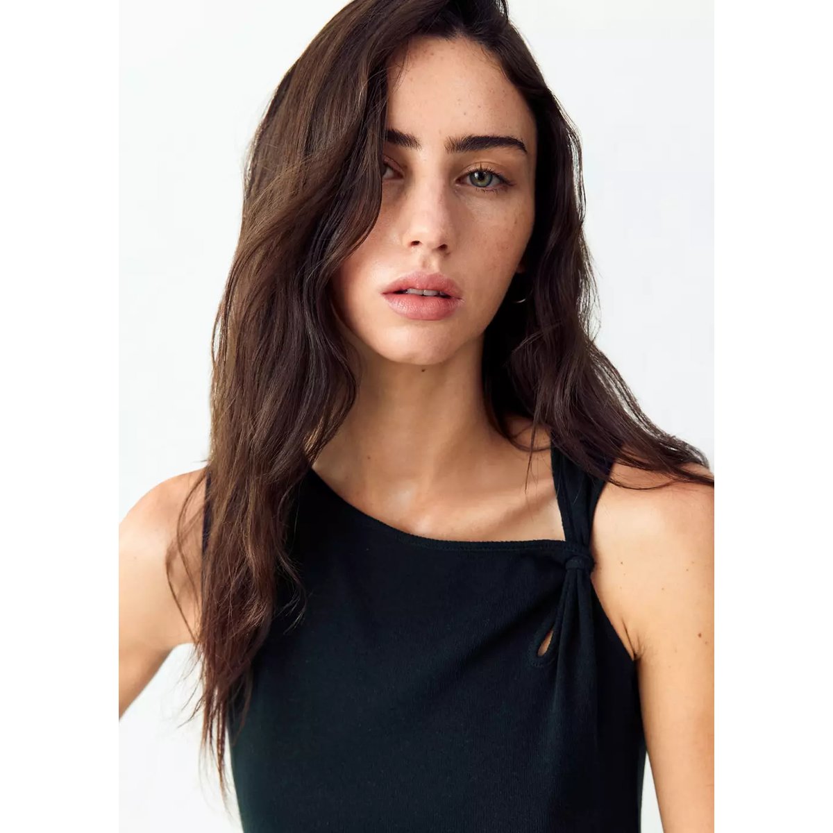 Top en maille fine détail nœud bleu marine, MANGO TEEN