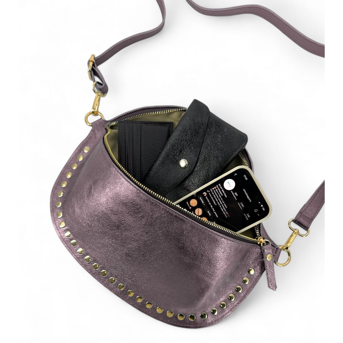 Sac banane en cuir irisé LOU PANADAS chocolat givré, OH MY BAG