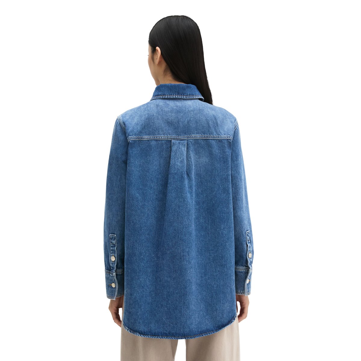 Chemisier en jean style décontracté en denim rigide bleu, MARC O'POLO