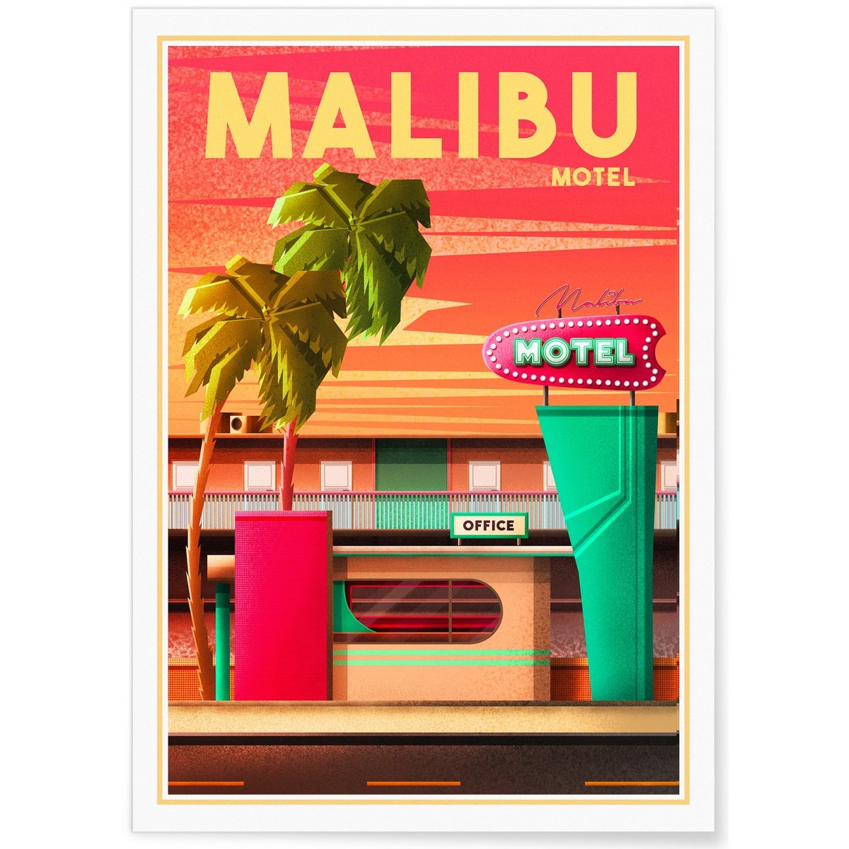 Affiche Malibu Motel blanc, L'AFFICHERIE