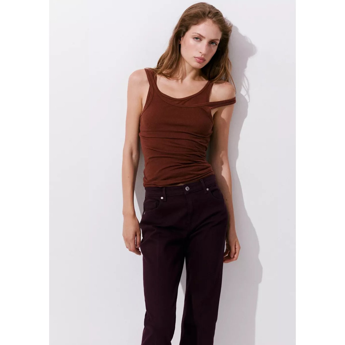 Jean Sienna flare crop lie de vin, MANGO