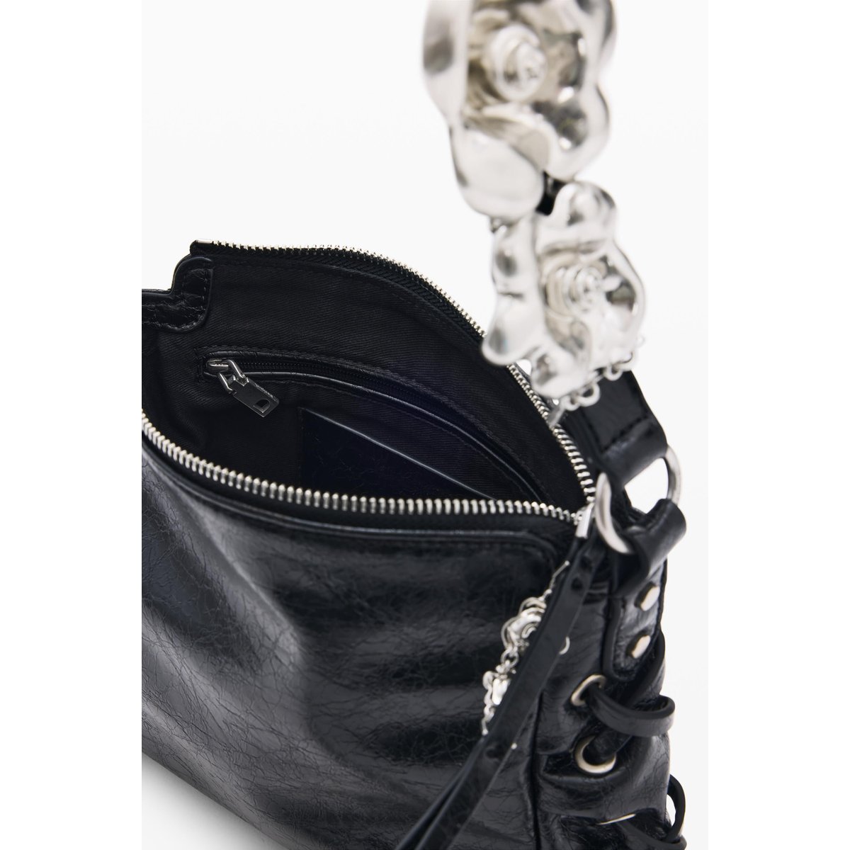 Sac effet cuir avec breloques noir, DESIGUAL