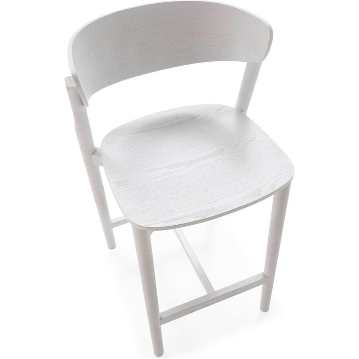 Tabouret haut en frêne massif blanc mat, RECOLLECTION