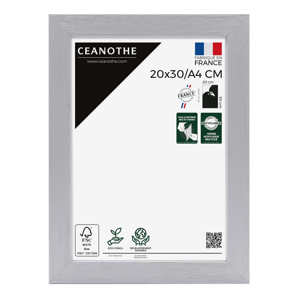 Cadre Photo En Bois Reconstitué Fsc KARMA gris, CEANOTHE