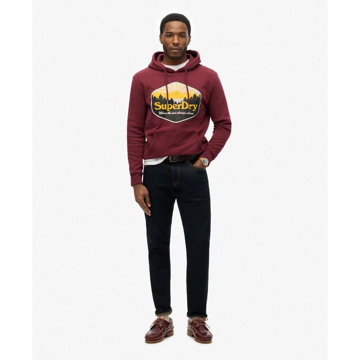 Sweat à capuche  Sun Tab rouge porto, SUPERDRY