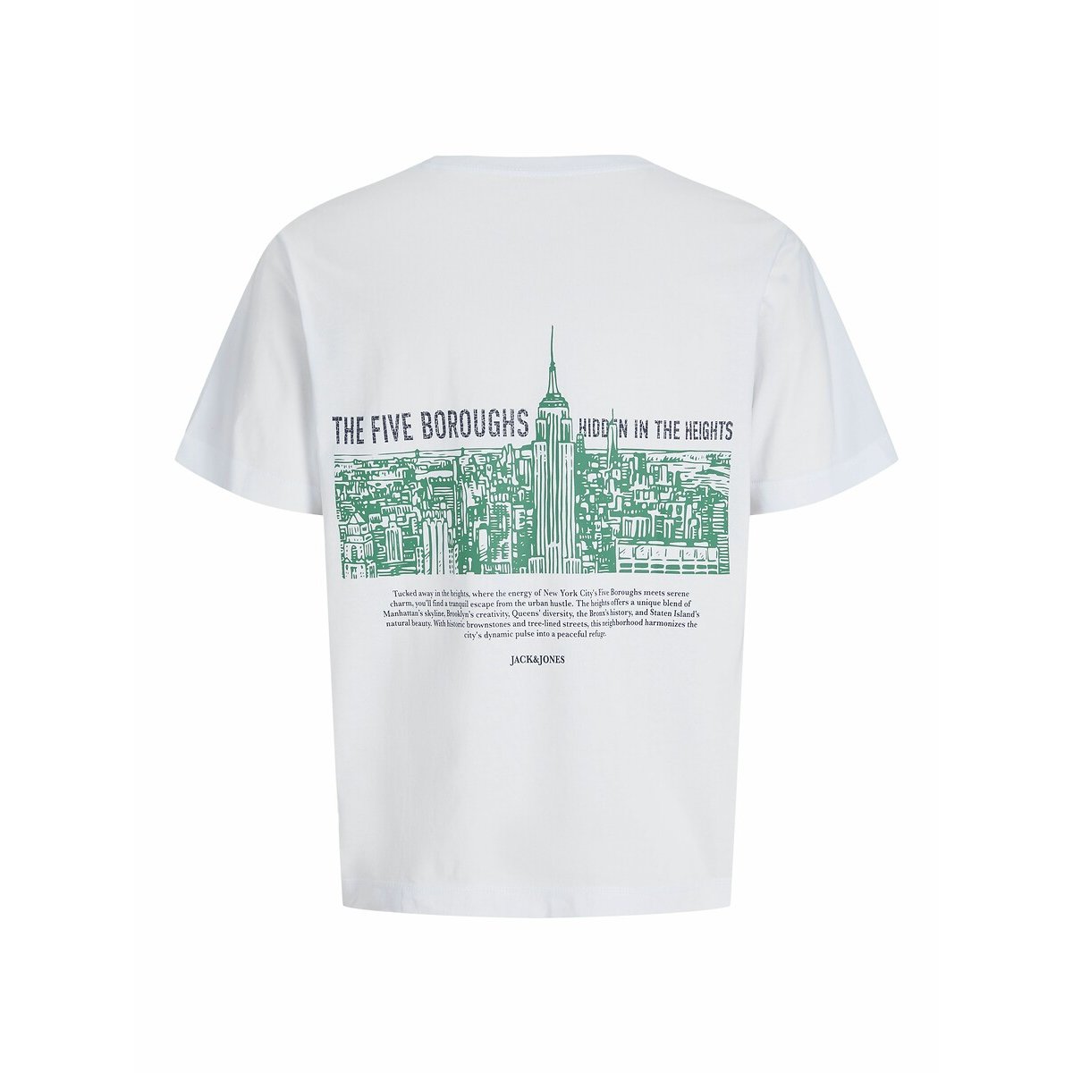 T-shirt col rond imprimé dos blanc, JACK & JONES