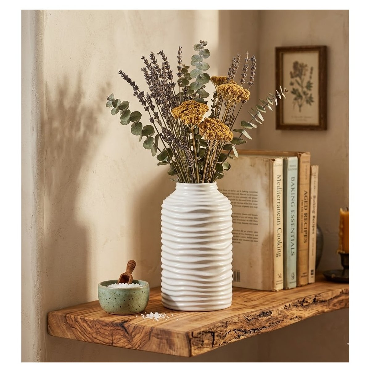 Vase en céramique strié blanc blanc, EDEN
