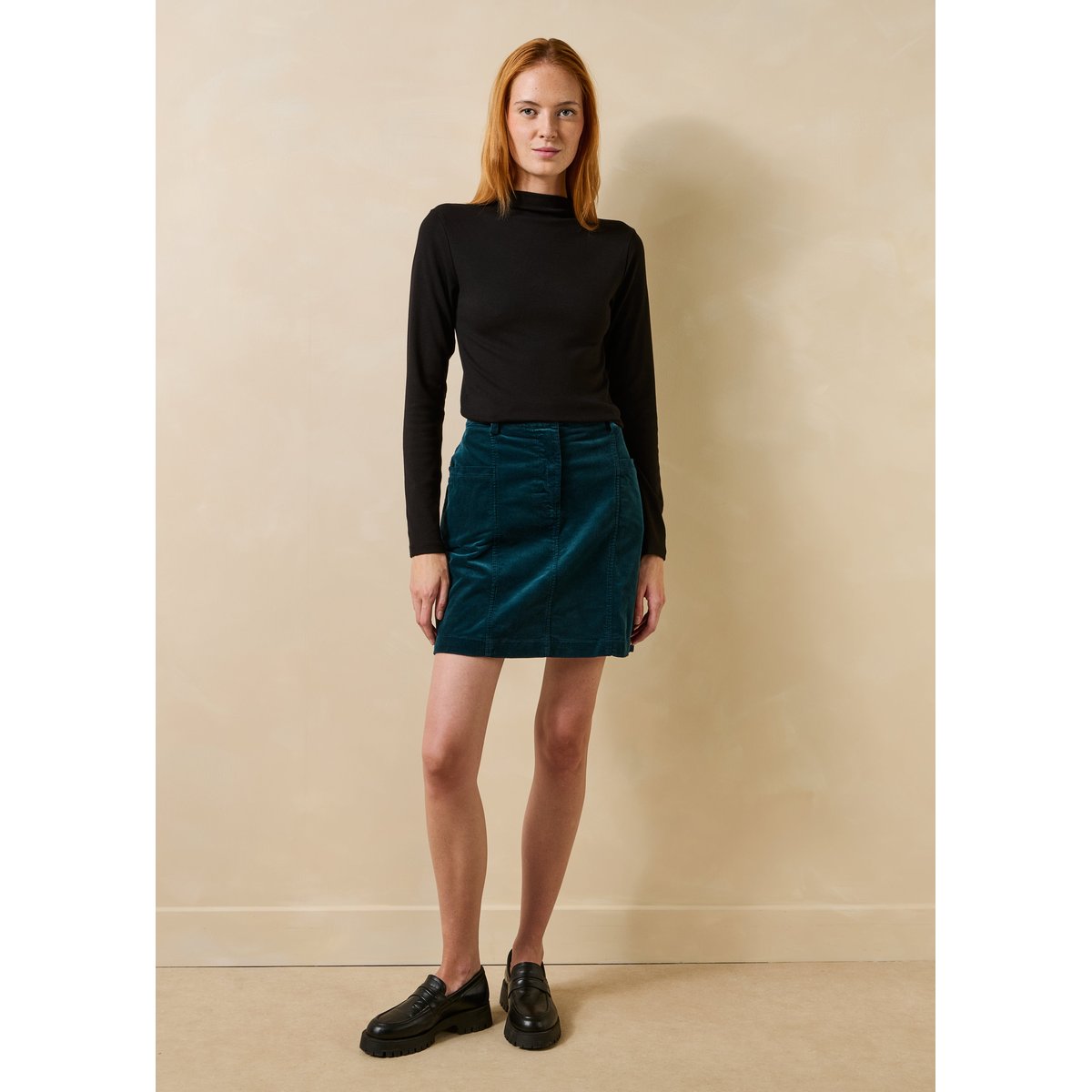 T-shirt en jersey manches longues col montant noir, LA FEE MARABOUTEE