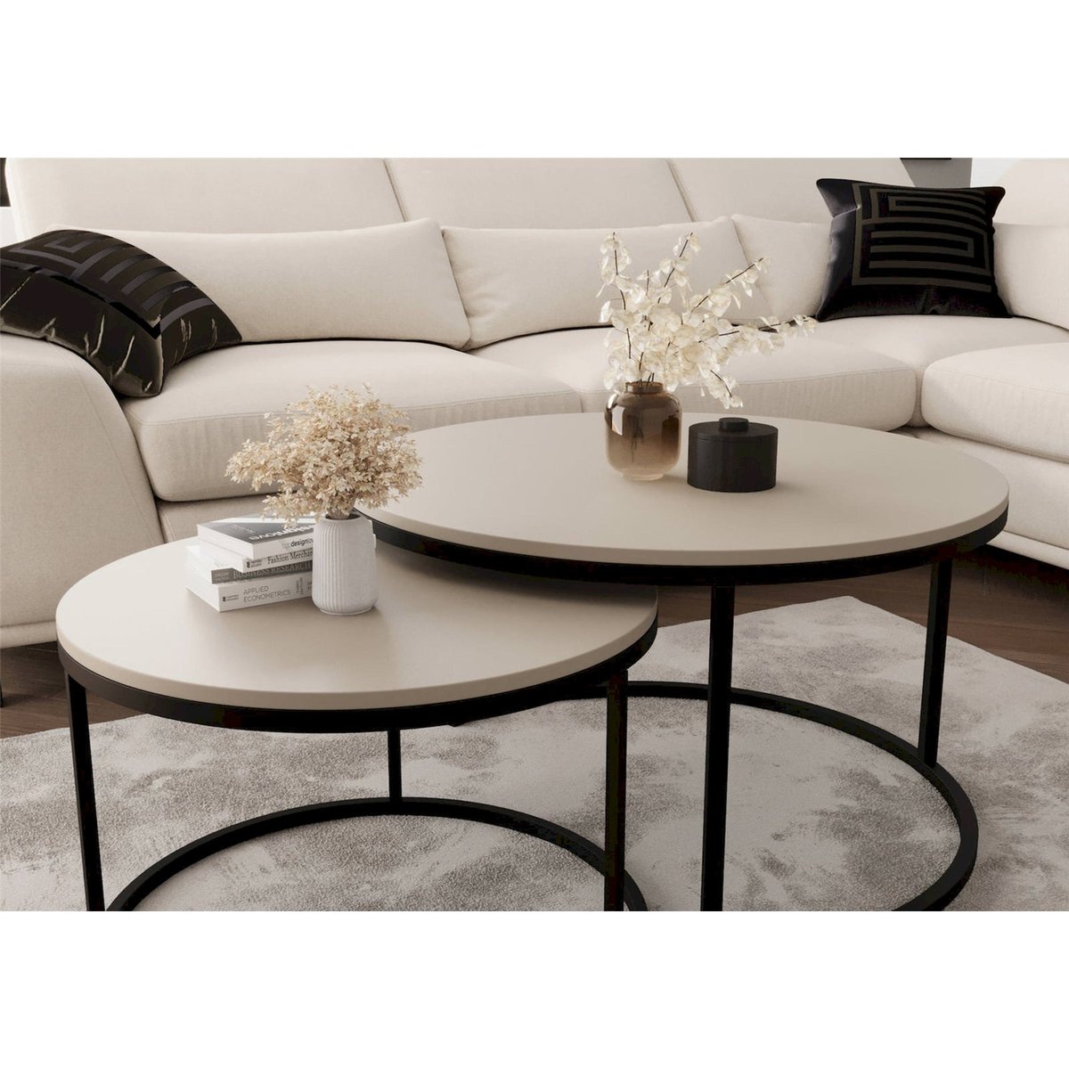 Lot de 2 tables basses rondes SABELLO cachemire, RECOLLECTION
