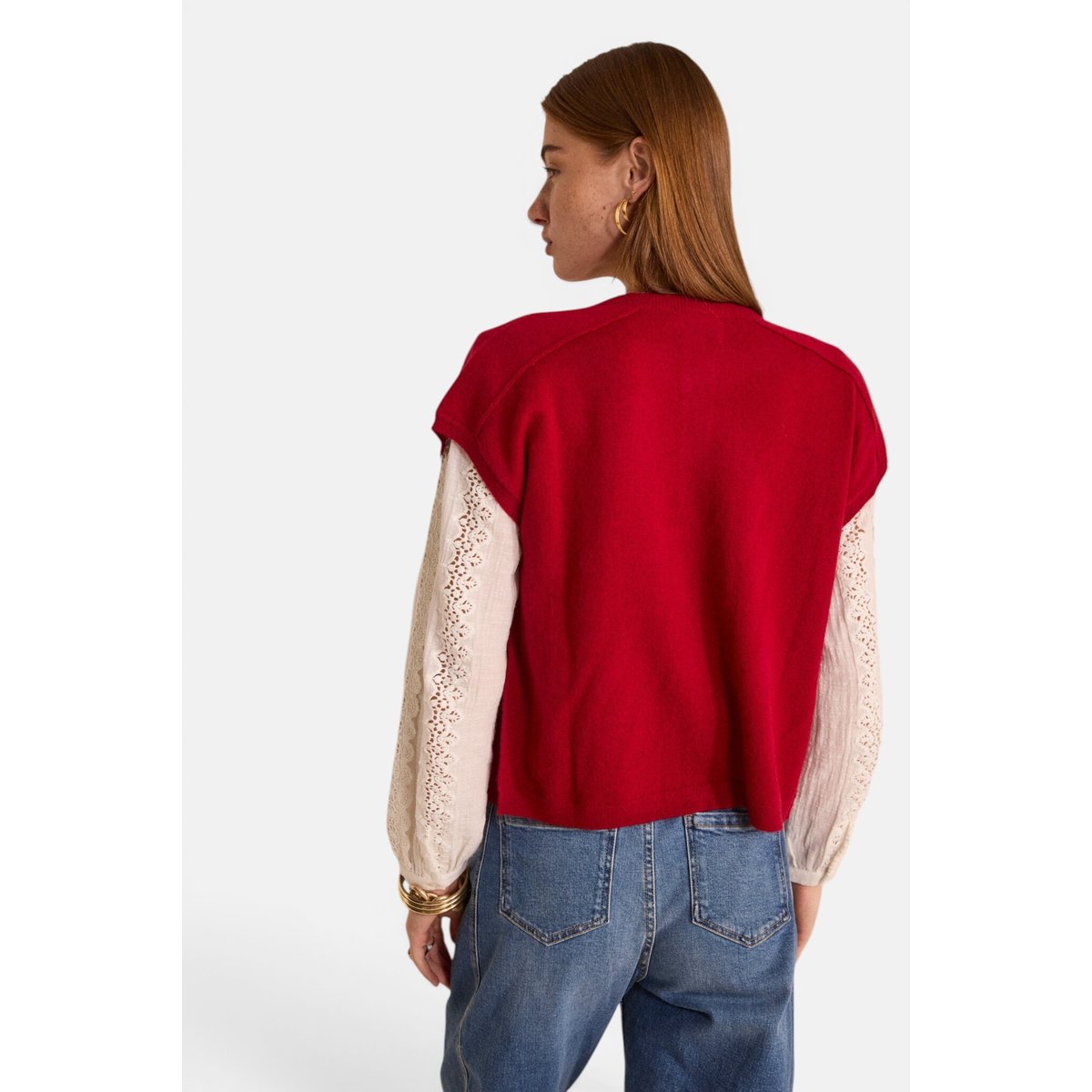 Pull sans manches en cachemire ARTHUR rouge, Maison 123