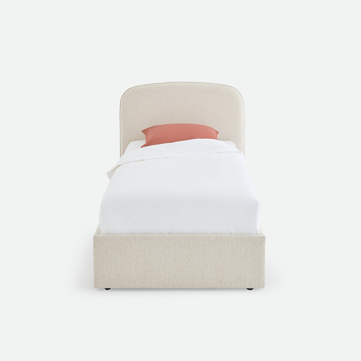 Lit coffre avec sommier relevable, tissu bouclette, CONTO ecru, LA REDOUTE INTERIEURS