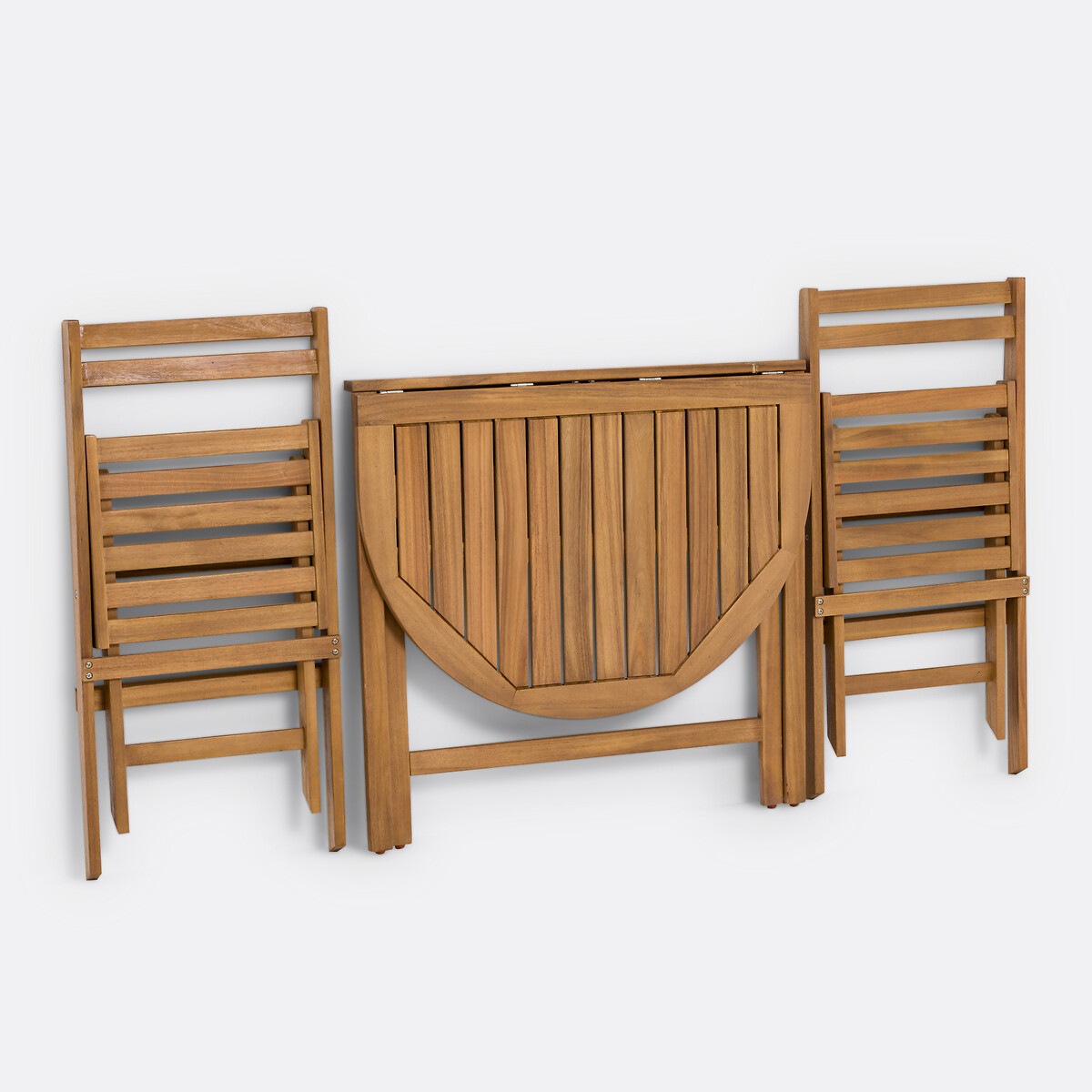 Set de balcon pliable, en acacia, 2 places, table demi-lune et 2 chaises, ALATA acacia, LA REDOUTE INTERIEURS