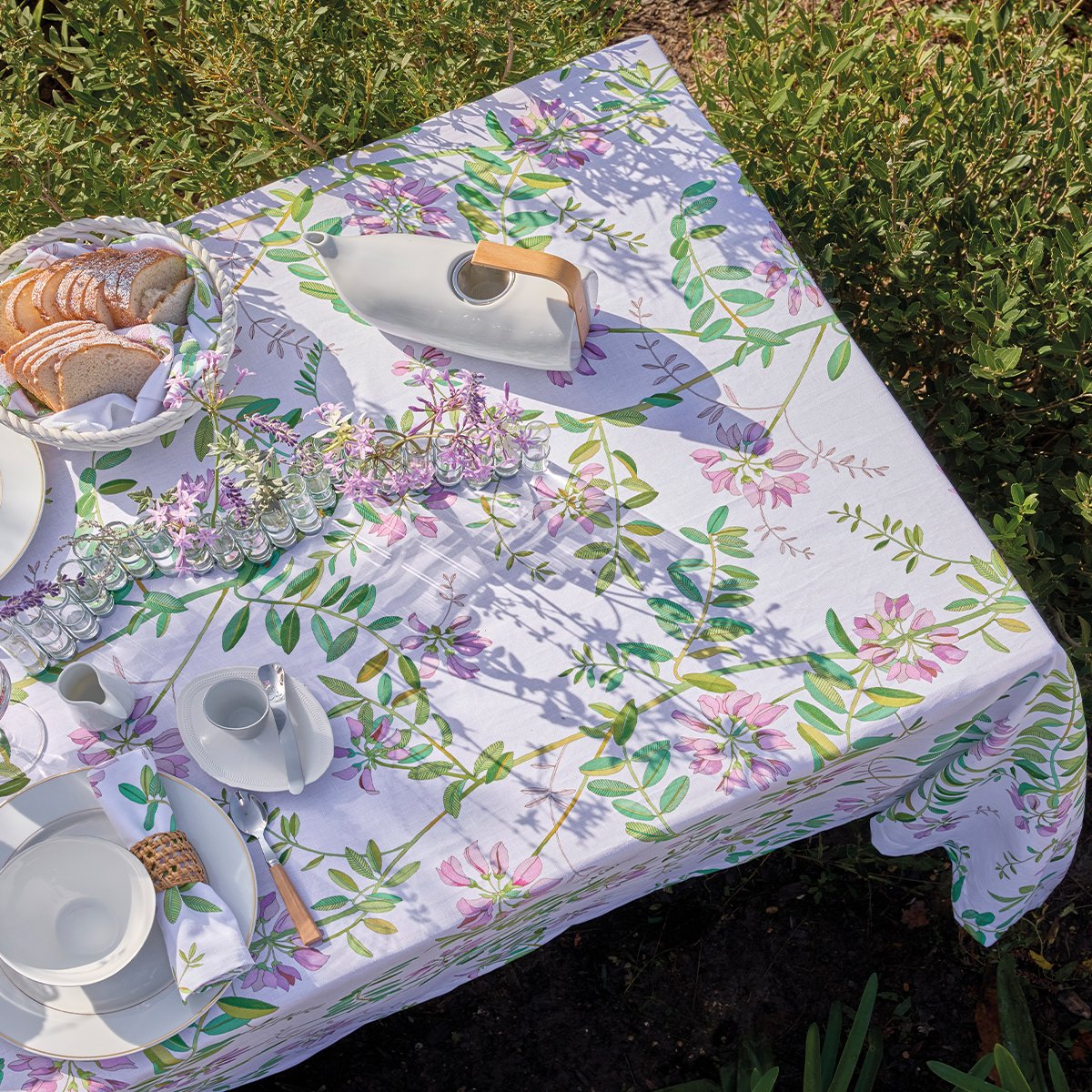 Nappe en Coton/Lin, POIS DE SENTEUR floral, LE JACQUARD FRANCAIS