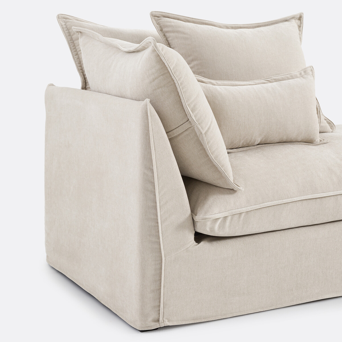Méridienne droite, déhoussable, en polyester chiné, ODNA beige, LA REDOUTE INTERIEURS