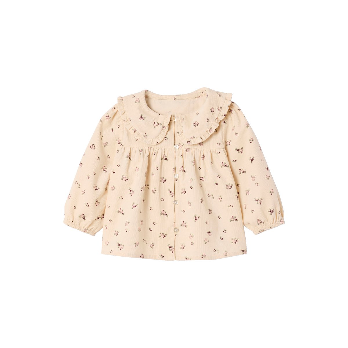 Blouse imprimée en velours vanille, VERTBAUDET
