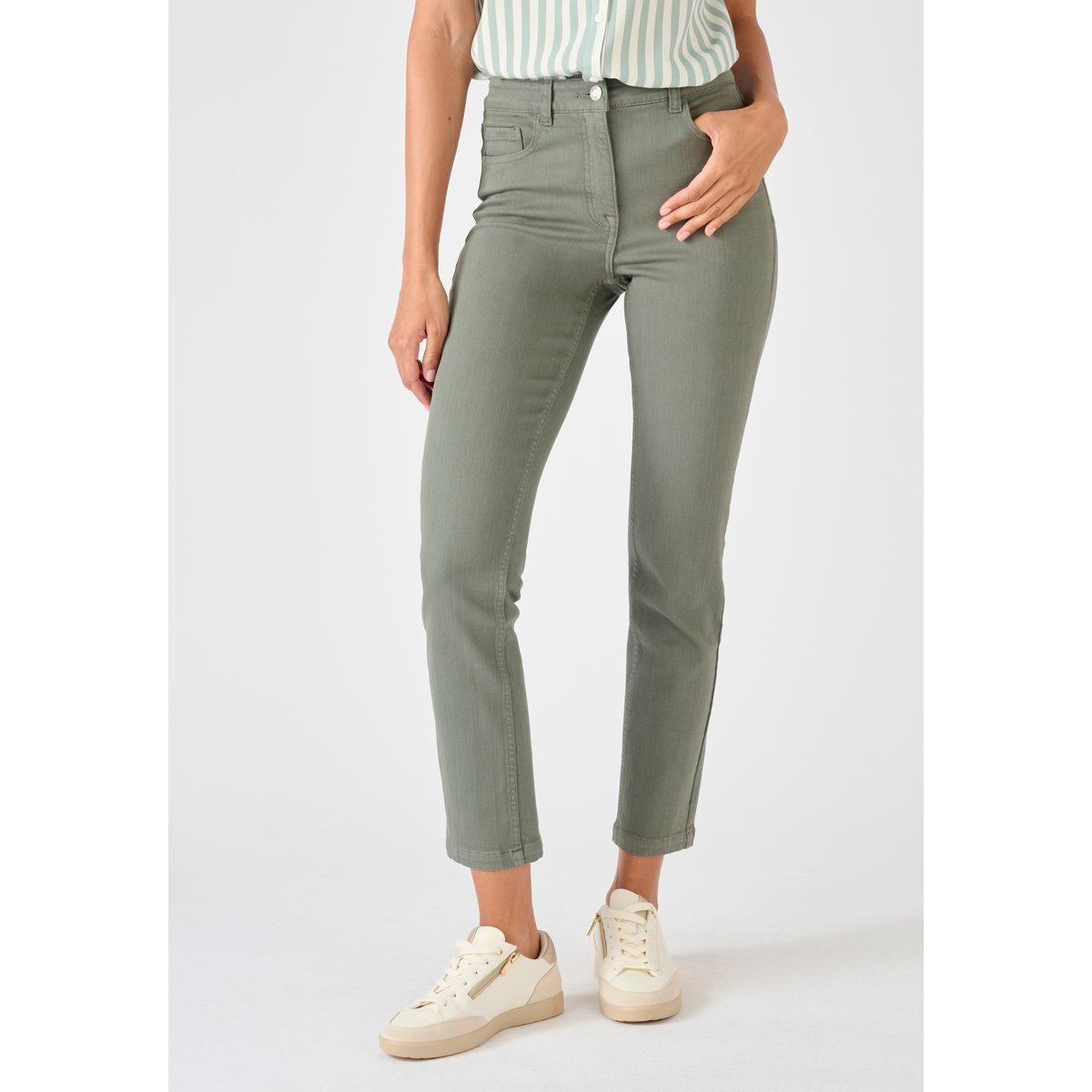 Jean slim 7/8ème Perfect Fit vert eucalyptus, DAMART