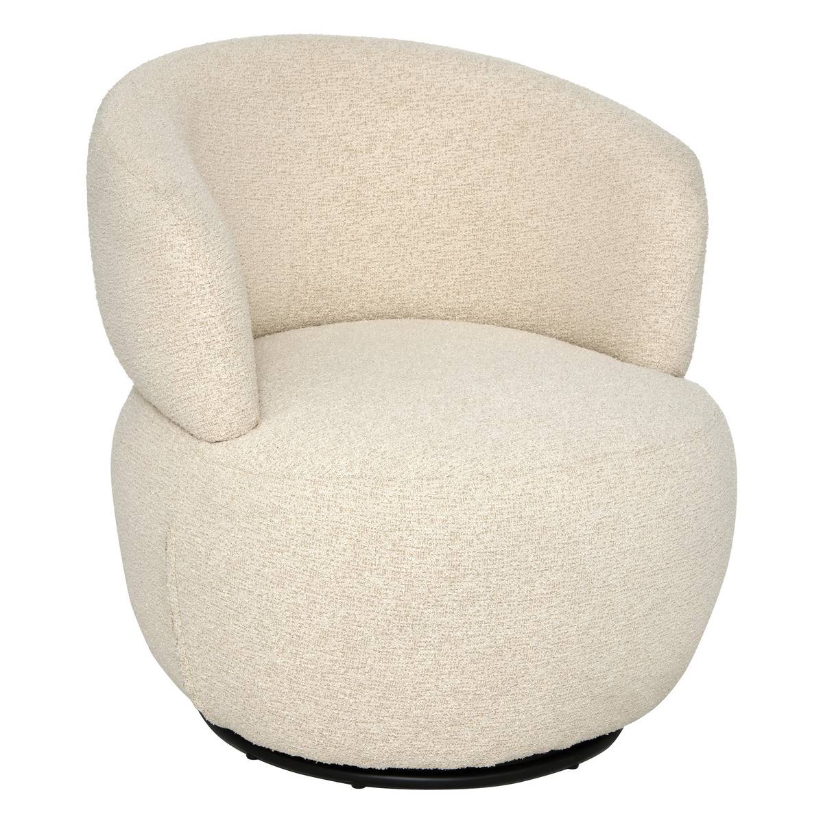 Fauteuil pivotant en tissu bouclette SILEO argile, ATMOSPHERA