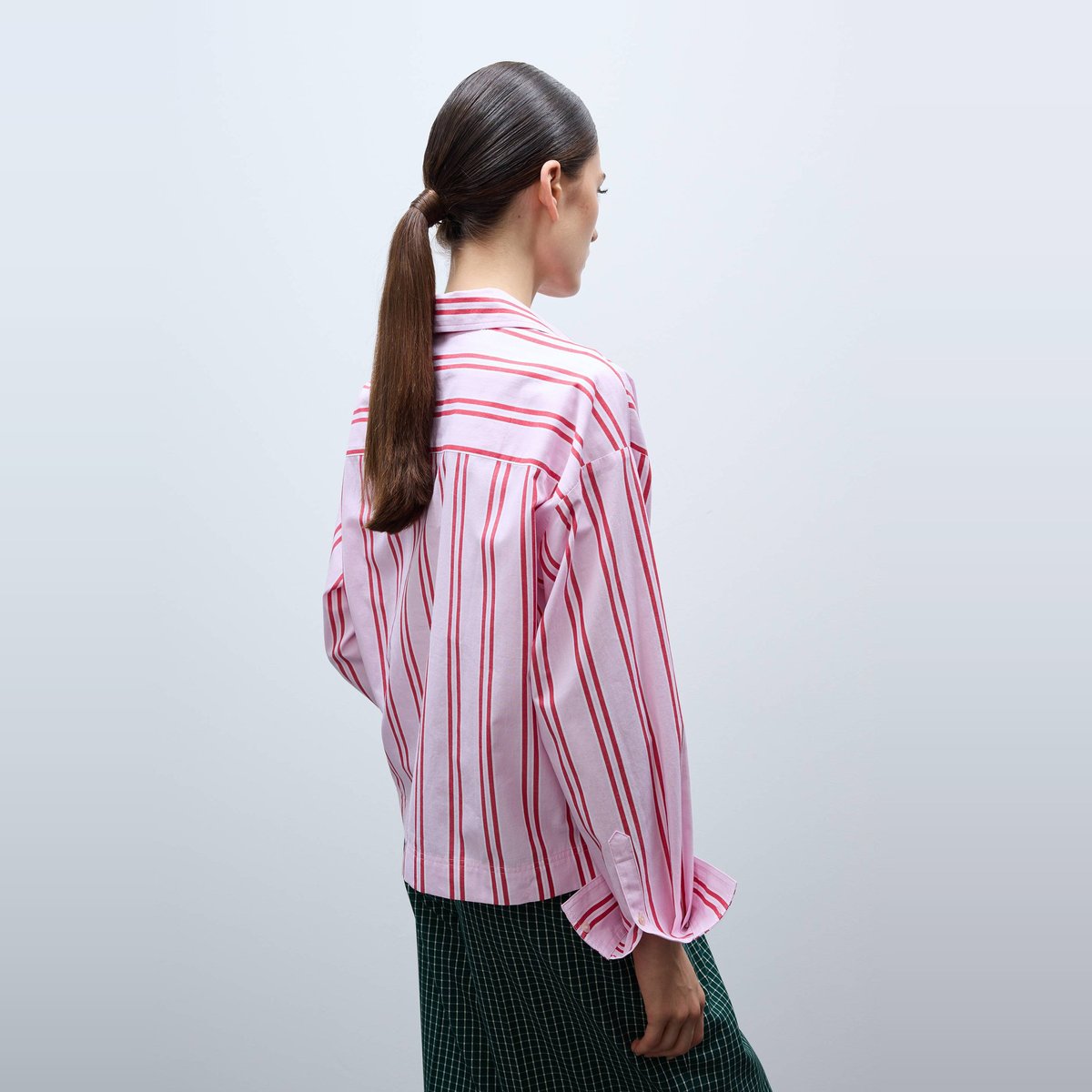 Chemise rayée manches longues en coton bouquet, MONOPRIX