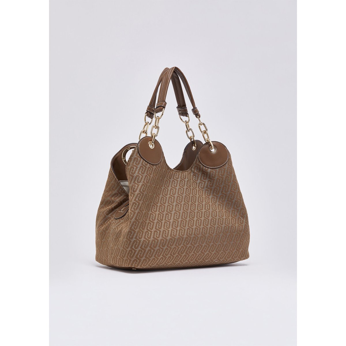Sacoche moyenne en jacquard beige, LIU JO