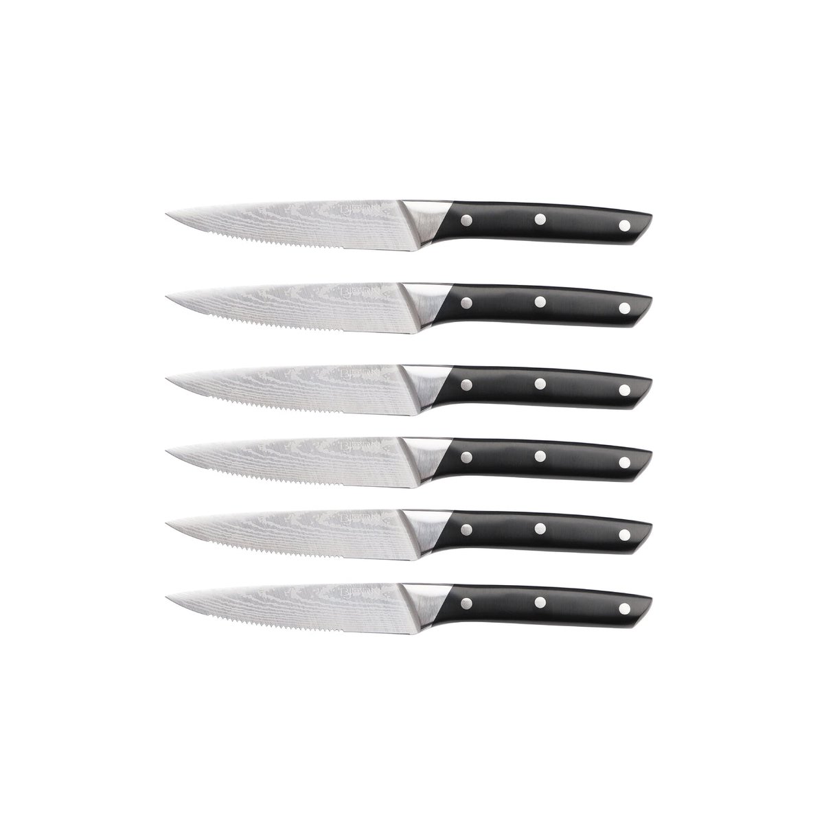 Lot de 6 couteaux à steak en inox, NUDE inox mat et noir mat, BJORN