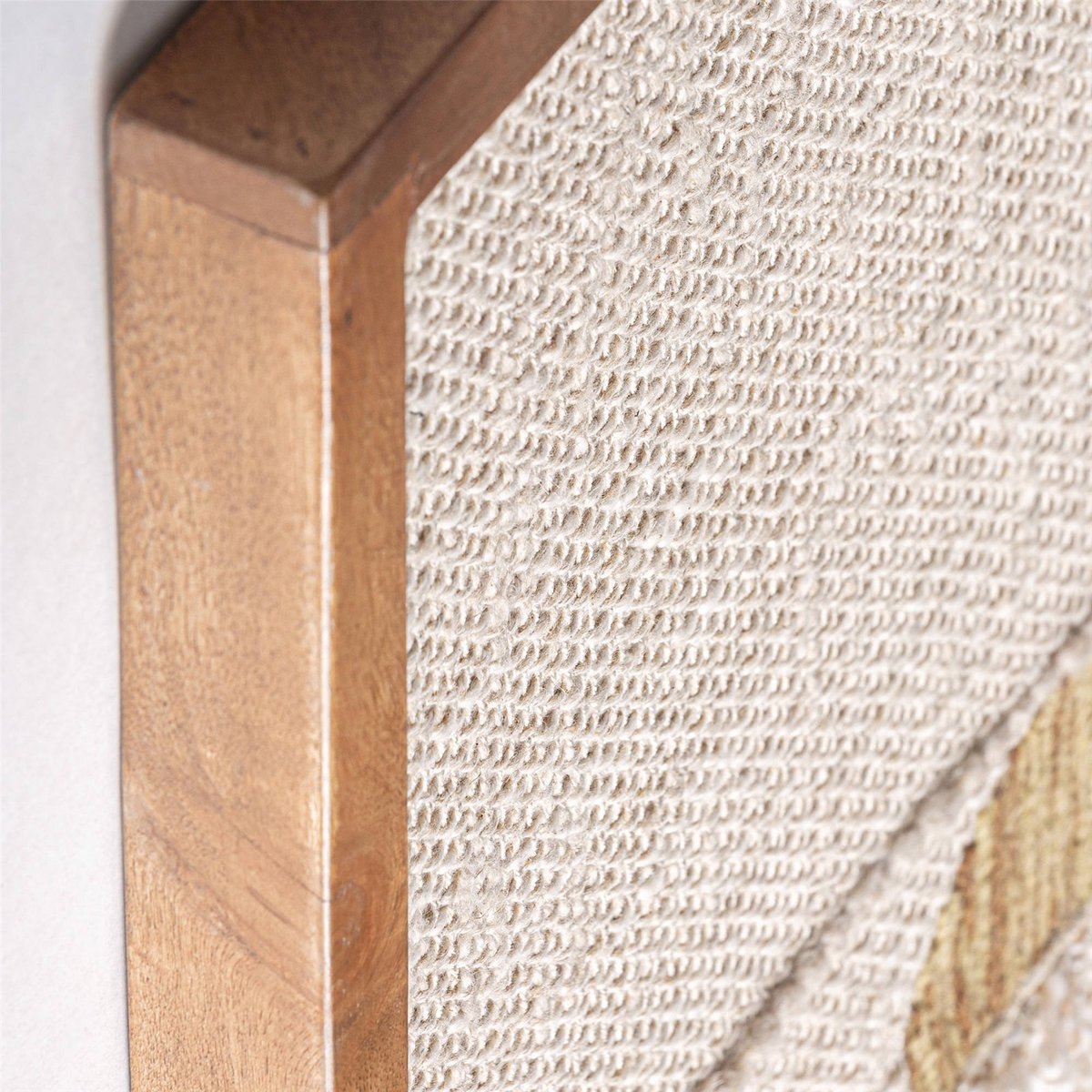 Tableau abstrait contemporain en coton tons naturels beige et bois clair, RECOLLECTION