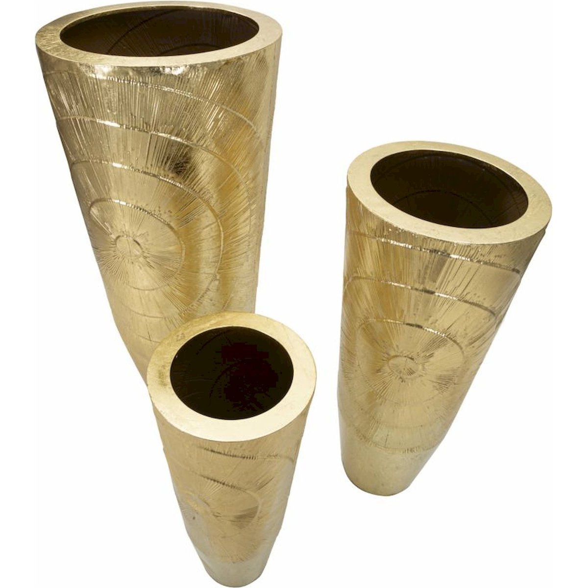 Vases en fer relief circulaire lot de 3 GLAM doré, RECOLLECTION
